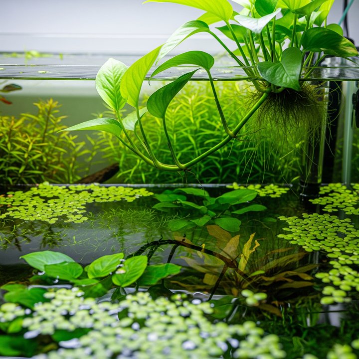 Lush tank with pothos