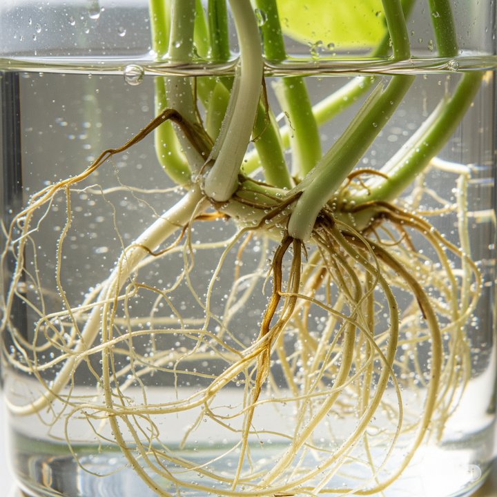 pothos Root System Growing in Water	