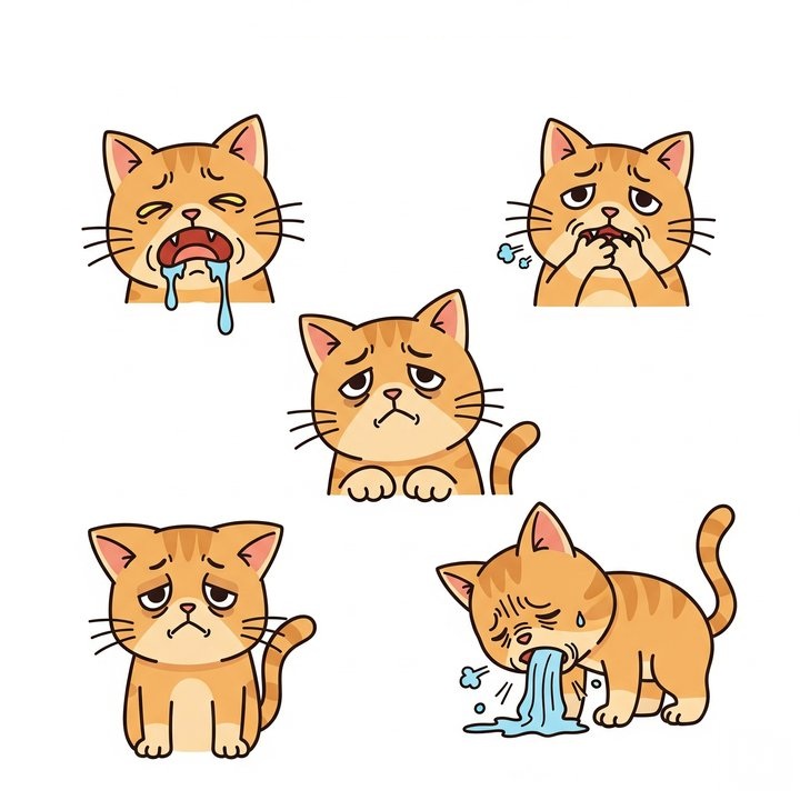 Illustrated infographic showing common symptoms of pothos poisoning in cats.